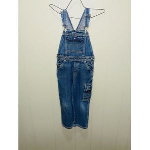 Vtg 90s TOMMY HILFIGER JEANS Blue Cotton DENIM OVERALLS Pants Kid Sz YOUTH 5